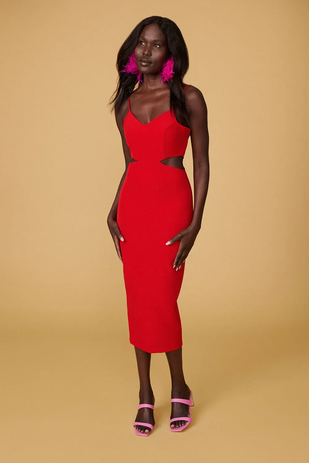 Komia Red | Fitted Midi Dress w/ Cut-Outs sold by Boutique 1861 product image thumbnail 2