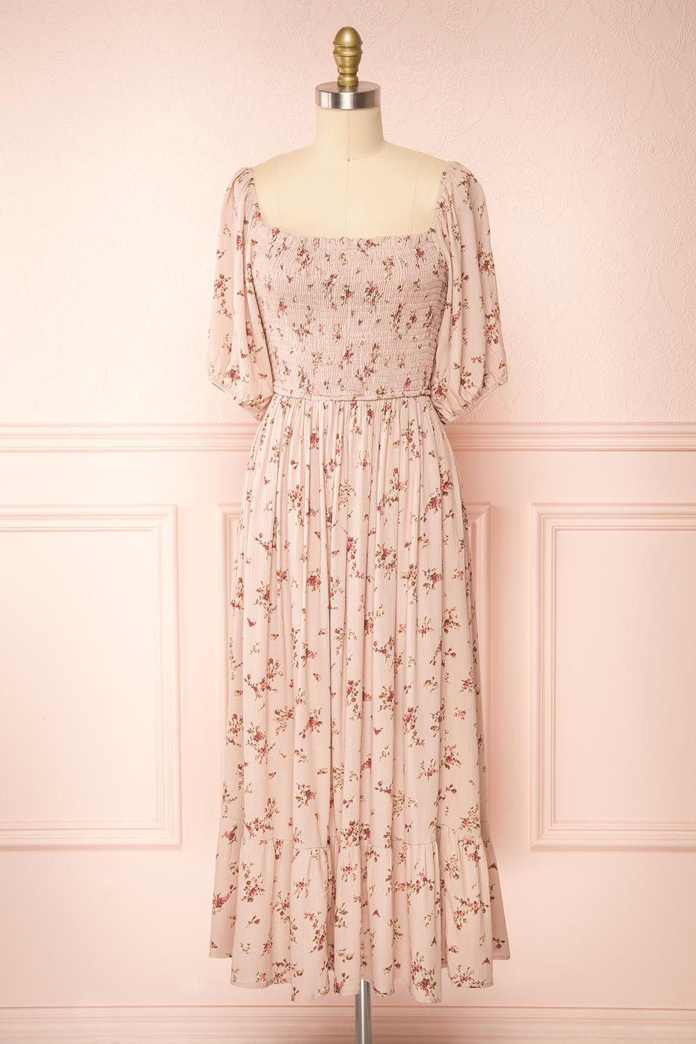 Alka | Square Neck Floral Midi Dress sold by Boutique 1861