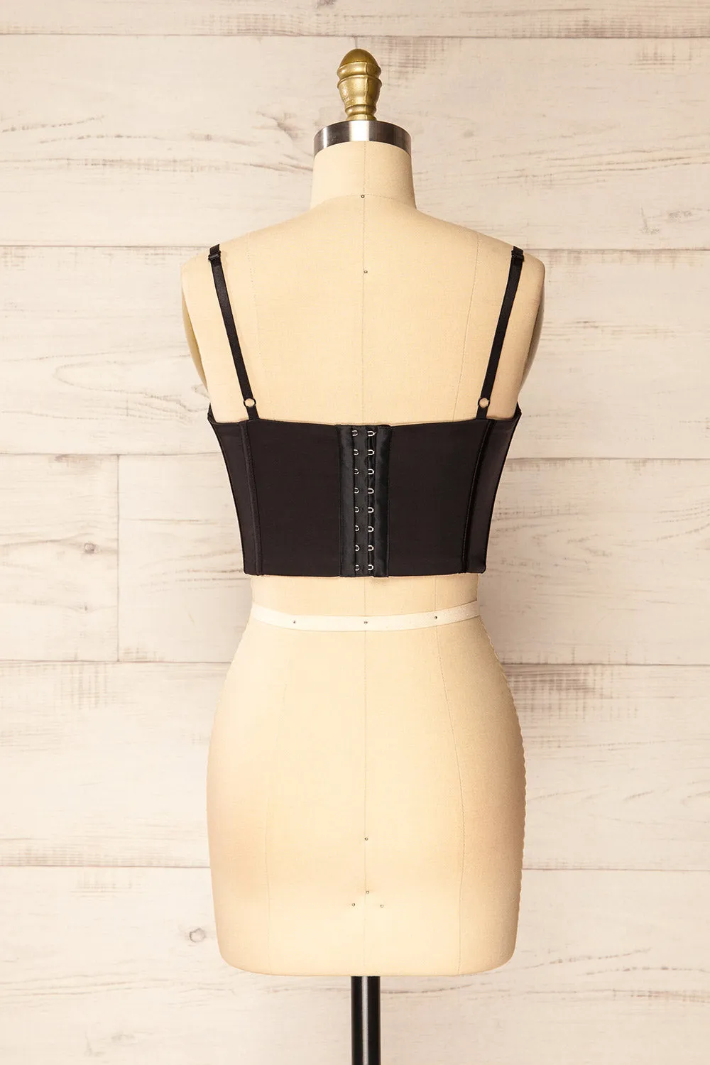 Bergen Black | Cropped Corset w/ Lace Trim sold by Boutique 1861 product image thumbnail 5