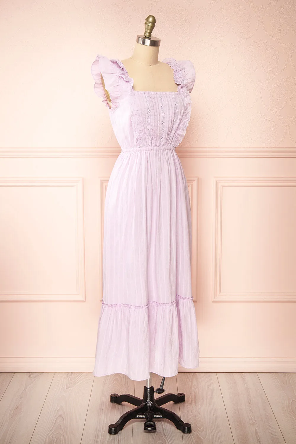 Leonora Lilac | Midi Dress w/ Ruffles & Lace sold by Boutique 1861 product image thumbnail 4