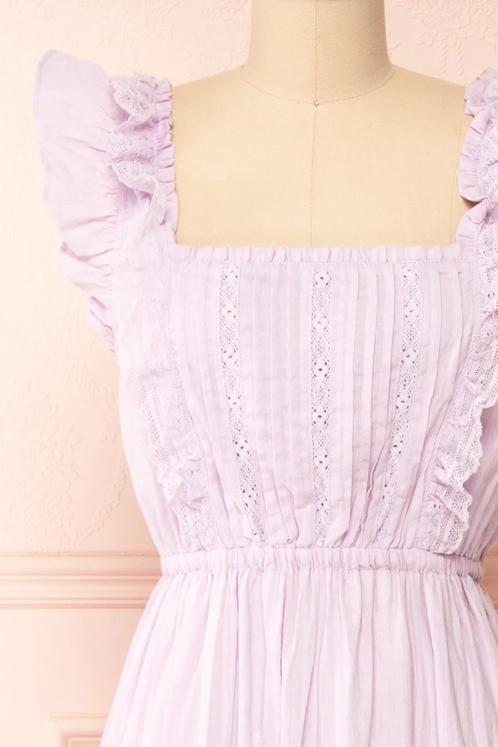 Leonora Lilac | Midi Dress w/ Ruffles & Lace sold by Boutique 1861 product image thumbnail 3