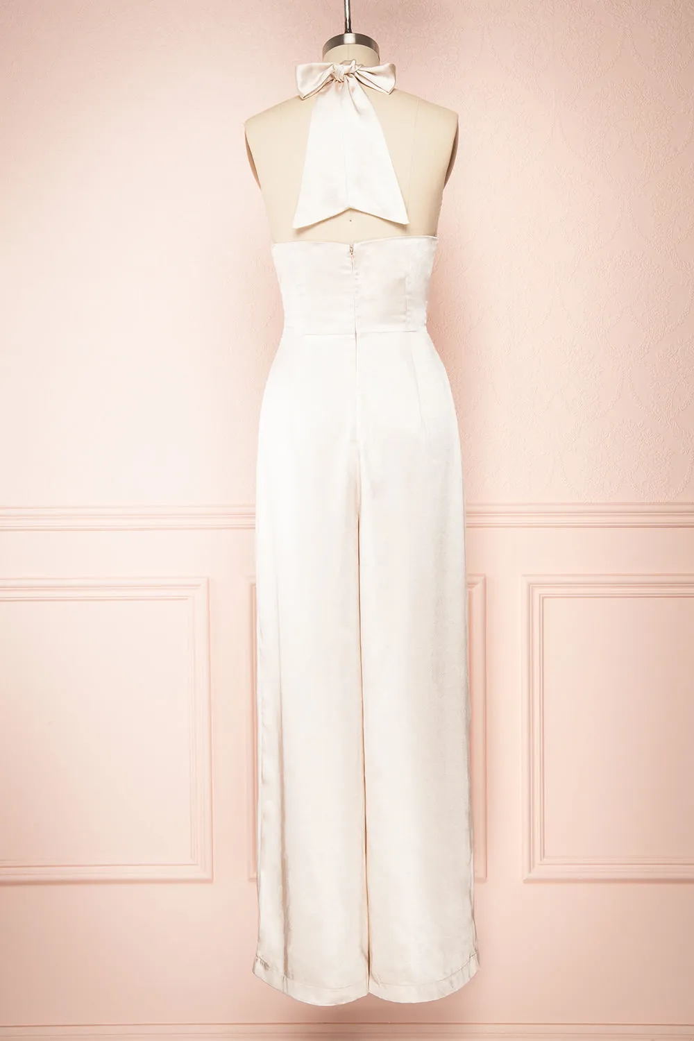 Paige Champagne | Halter Neck Sleeveless Satin Jumpsuit w/ Belt sold by Boutique 1861 product image thumbnail 5