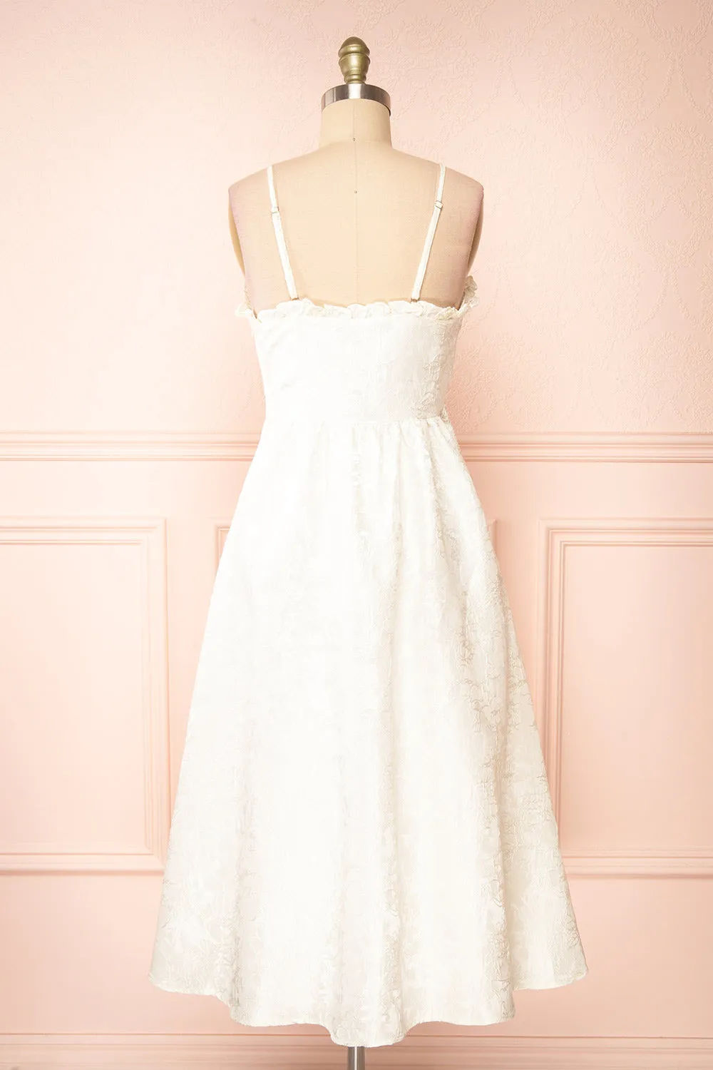 Nezuko | White A-Line Embroidered Bridal Midi Dress sold by Boutique 1861 product image thumbnail 5
