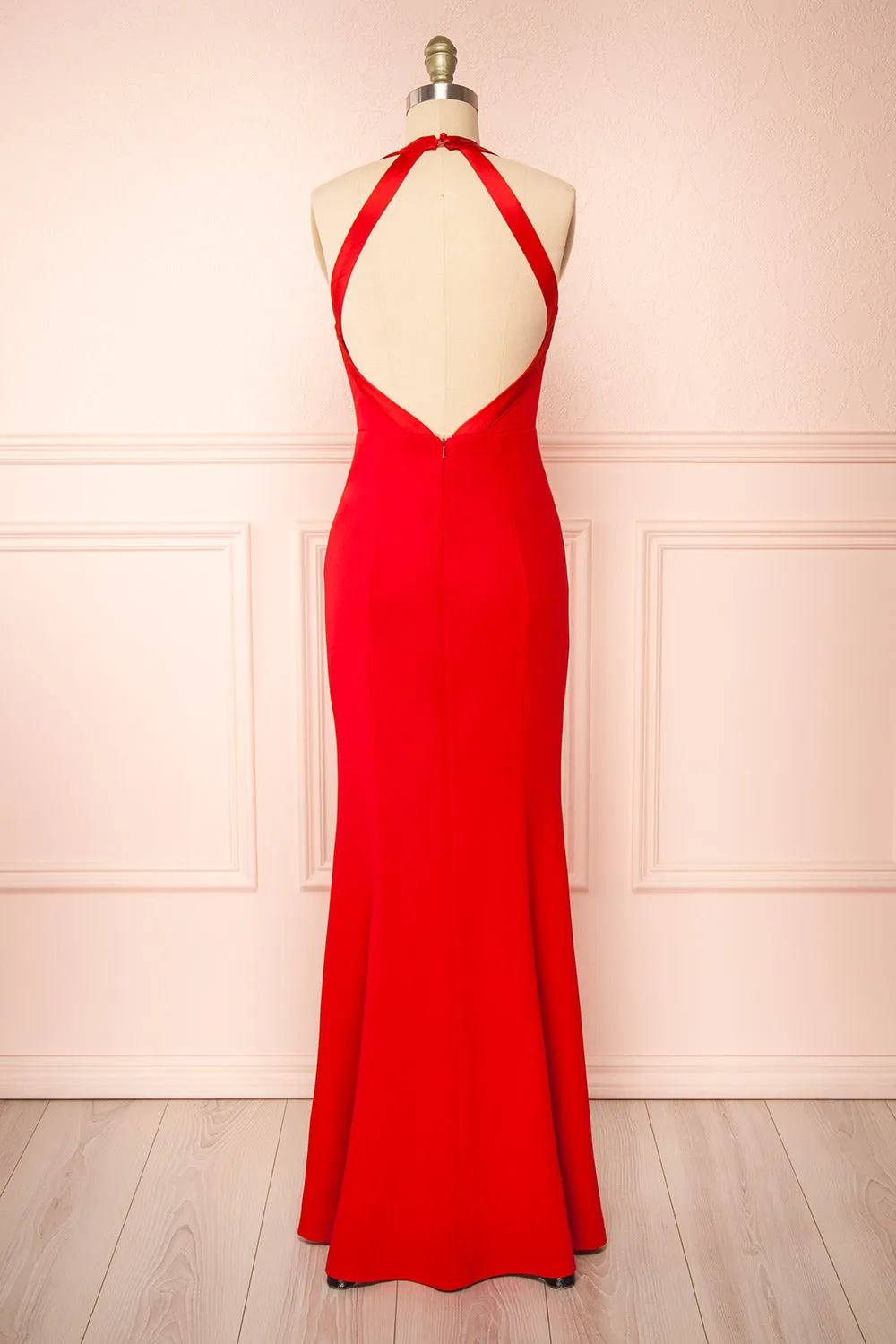 Sandra Red | Halter Mermaid Maxi Dress w/ Open Back sold by Boutique 1861 product image thumbnail 5