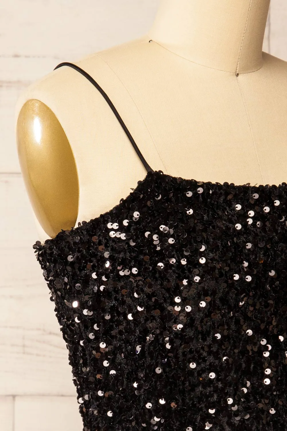 Cavaignac | Black Sequin Crop Top sold by Boutique 1861 product image thumbnail 4
