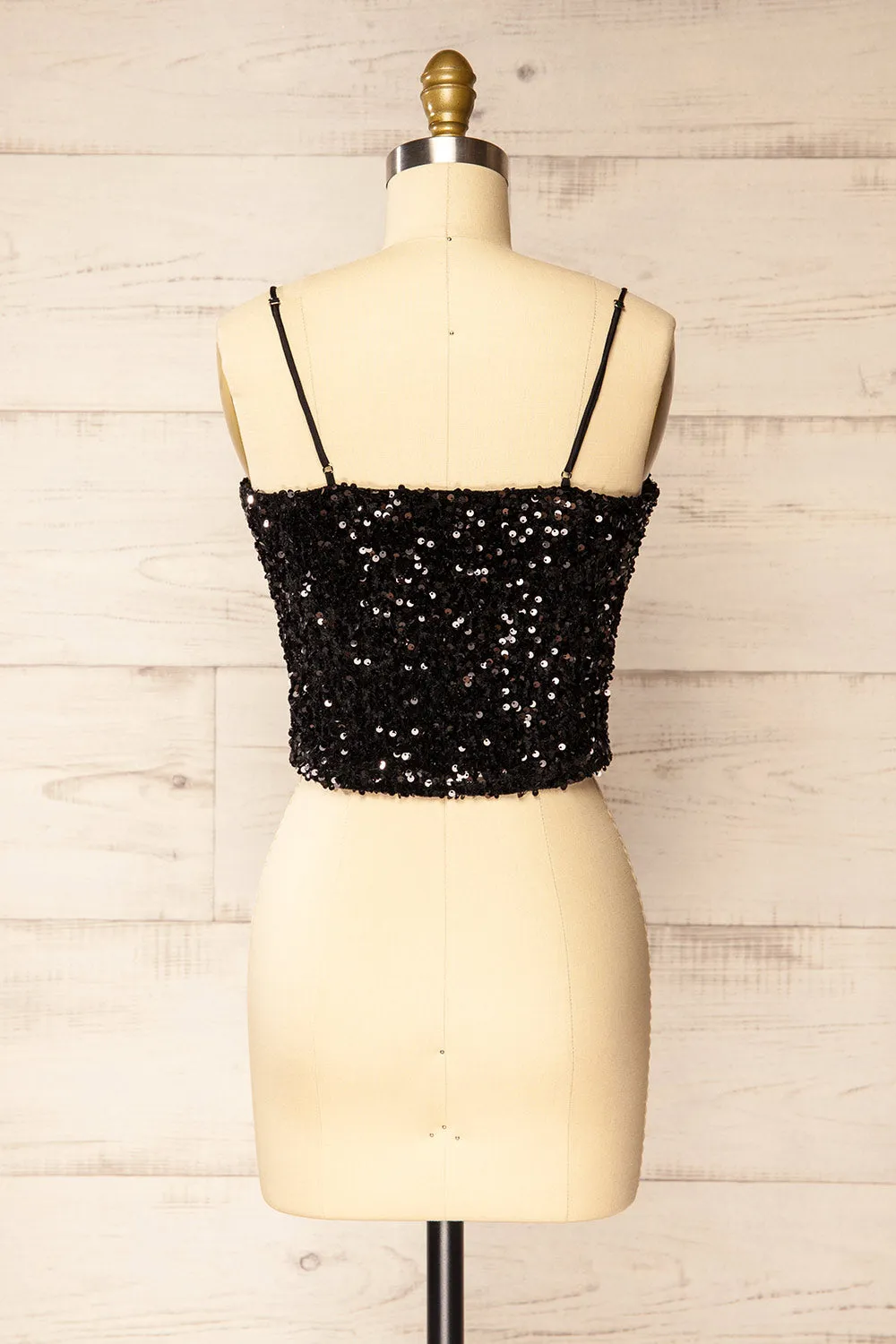 Cavaignac | Black Sequin Crop Top sold by Boutique 1861 product image thumbnail 5