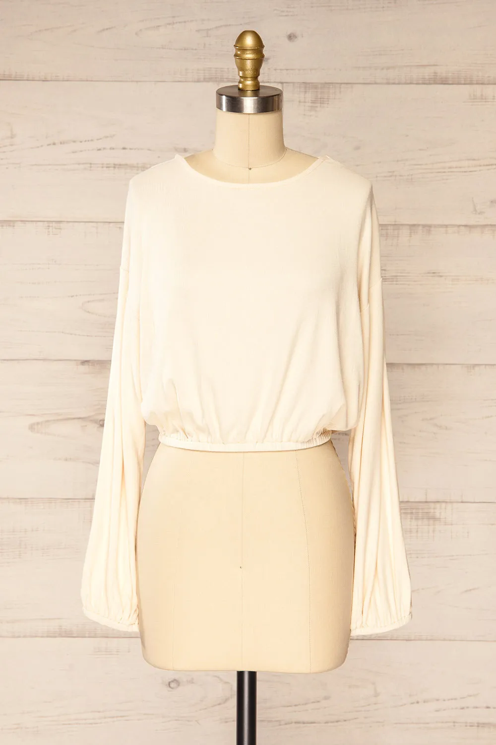 Farnham Ivory | Ribbed Crop Top w/ Long Sleeves sold by Boutique 1861
