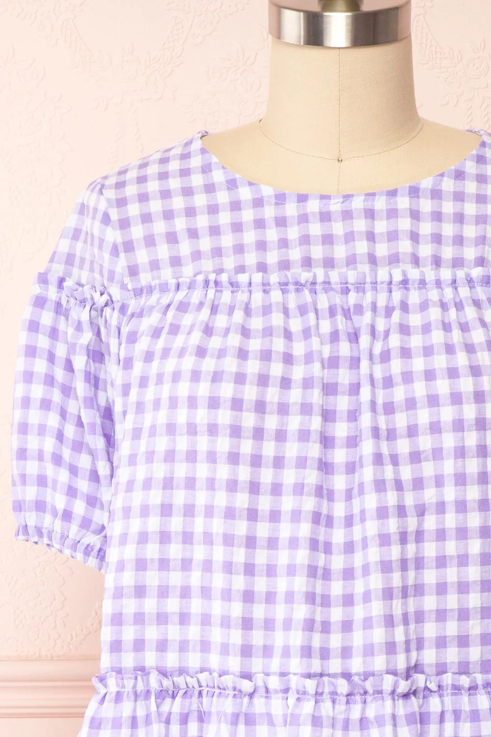 Evie | Short Purple Gingham Dress sold by Boutique 1861 product image thumbnail 2