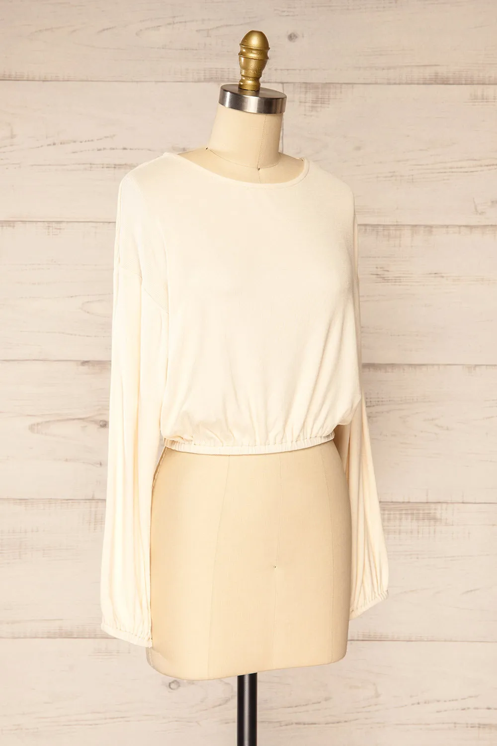 Farnham Ivory | Ribbed Crop Top w/ Long Sleeves sold by Boutique 1861 product image thumbnail 3