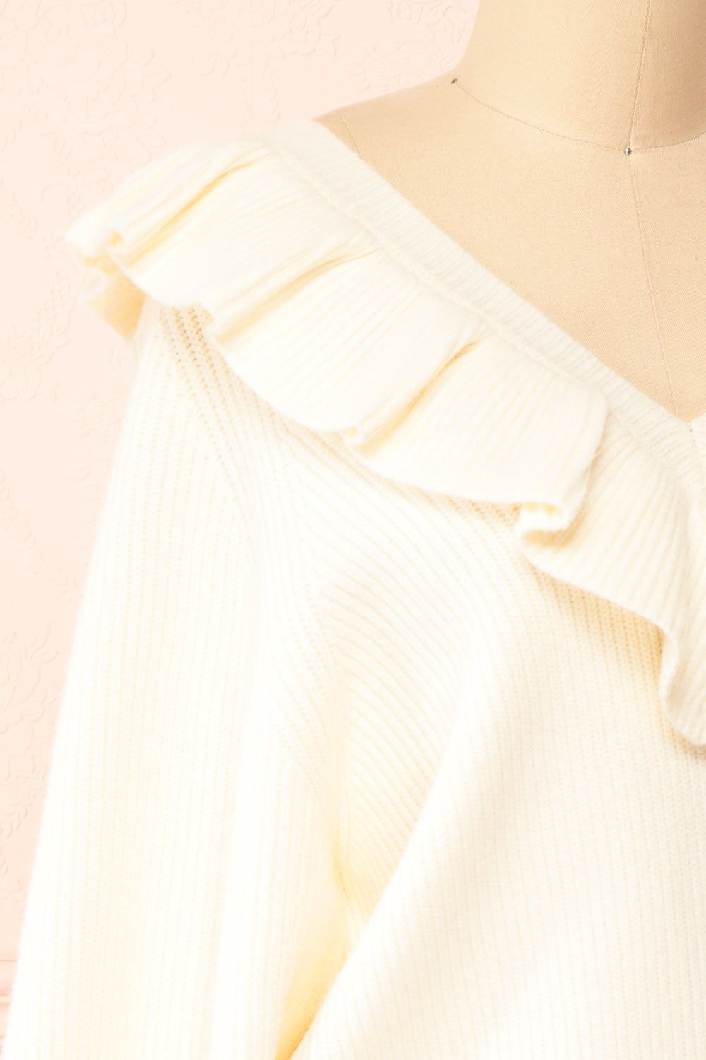 Miaro Ivory | Ruffled V-Neck Knit Sweater sold by Boutique 1861 product image thumbnail 5