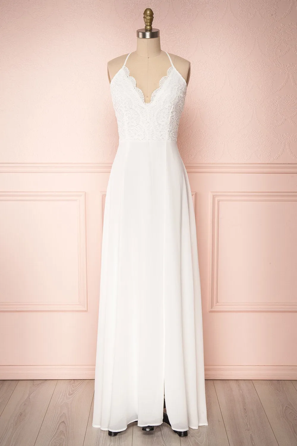 Fabia Ivory | Lace & Chiffon Dress sold by Boutique 1861