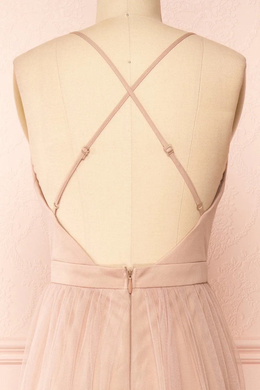 Ilaria Taupe | Tulle Gown with Plunging Neckline sold by Boutique 1861 product image thumbnail 2