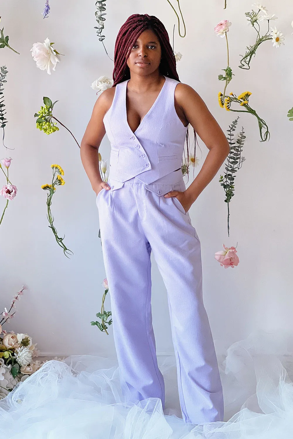 Romero | Lilac Waistcoat w/ Square Buttons sold by Boutique 1861 product image thumbnail 2