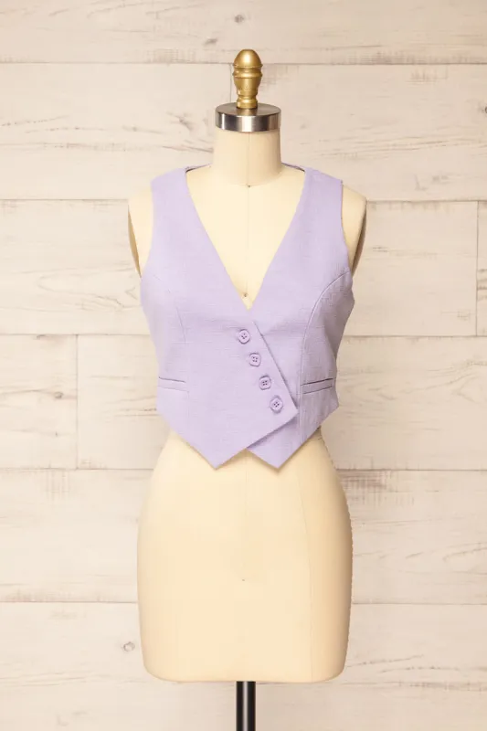 Romero | Lilac Waistcoat w/ Square Buttons sold by Boutique 1861