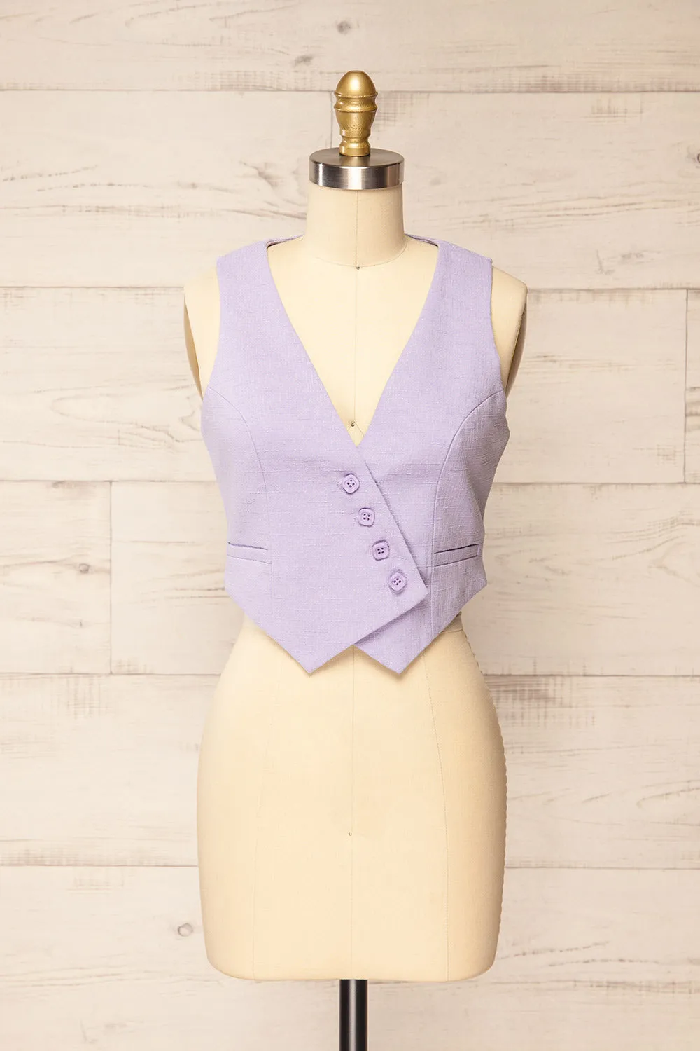 Romero | Lilac Waistcoat w/ Square Buttons sold by Boutique 1861