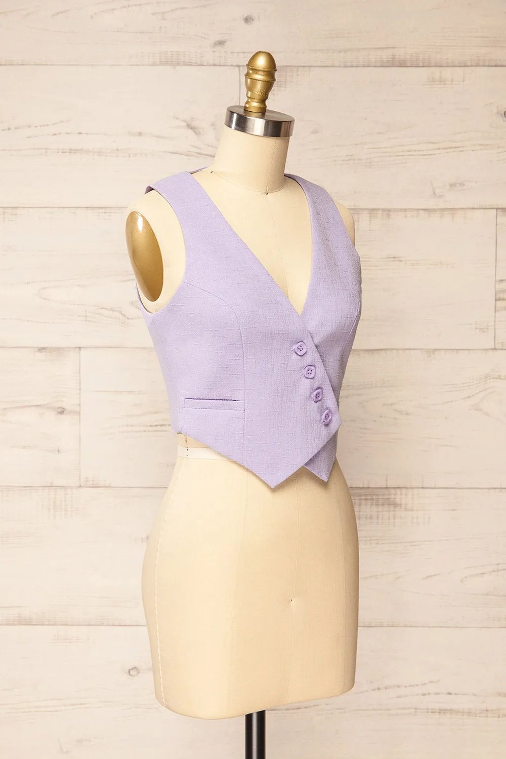 Romero | Lilac Waistcoat w/ Square Buttons sold by Boutique 1861 product image thumbnail 4
