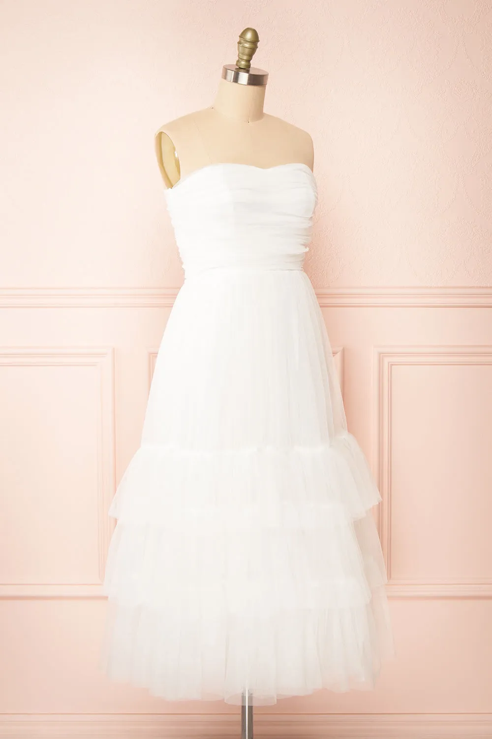 Ifaty White | Strapless Tulle Midi Dress sold by Boutique 1861 product image thumbnail 4
