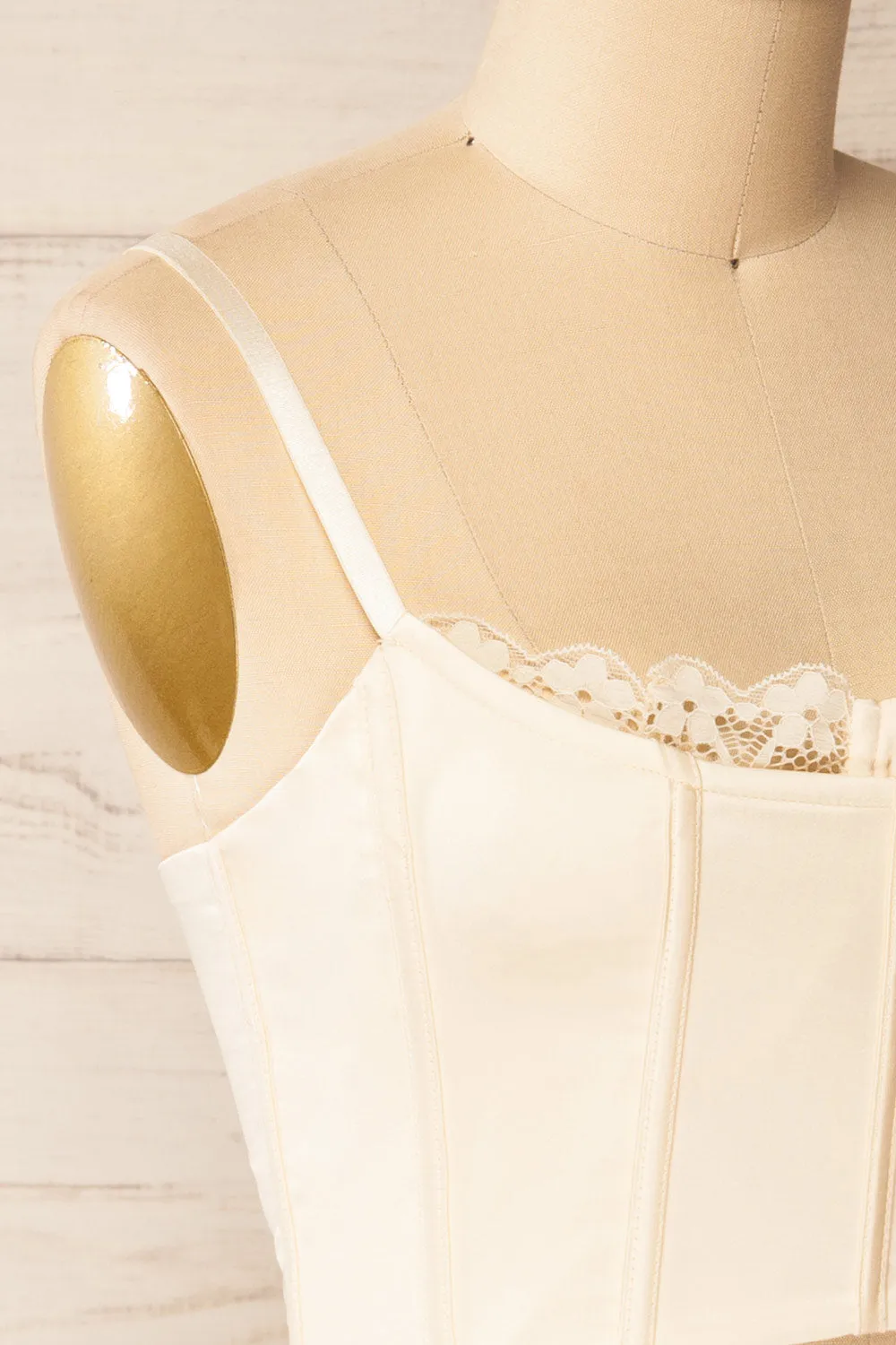 Bergen Ivory | Cropped Corset w/ Lace Trim sold by Boutique 1861 product image thumbnail 4