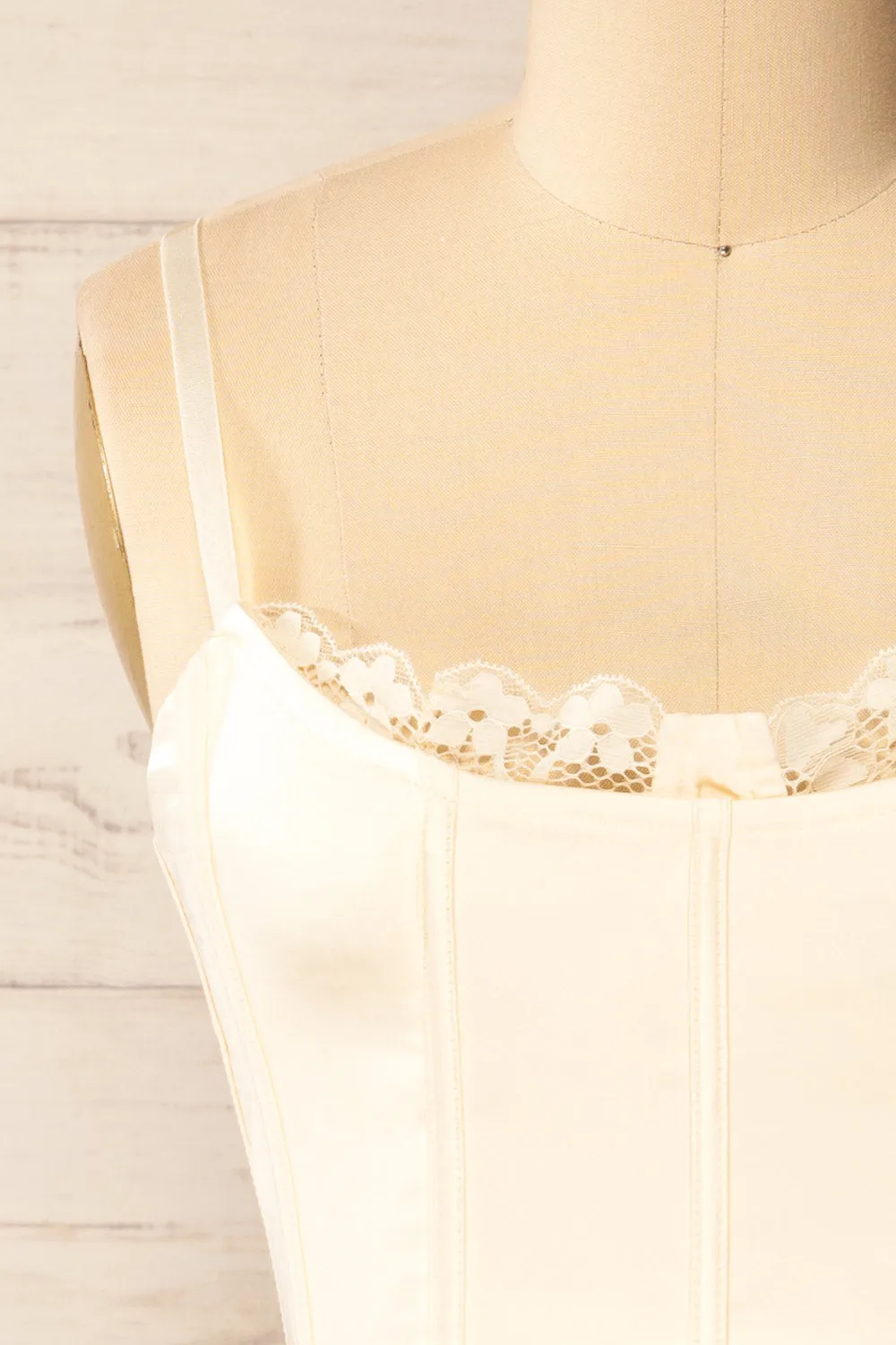 Bergen Ivory | Cropped Corset w/ Lace Trim sold by Boutique 1861 product image thumbnail 2