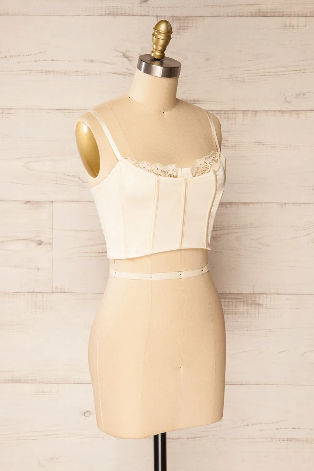 Bergen Ivory | Cropped Corset w/ Lace Trim sold by Boutique 1861 product image thumbnail 3