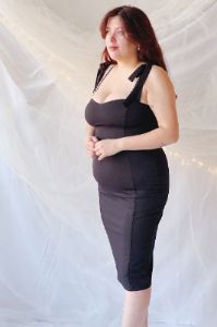 Alarice | Fitted Midi Black Dress sold by Boutique 1861