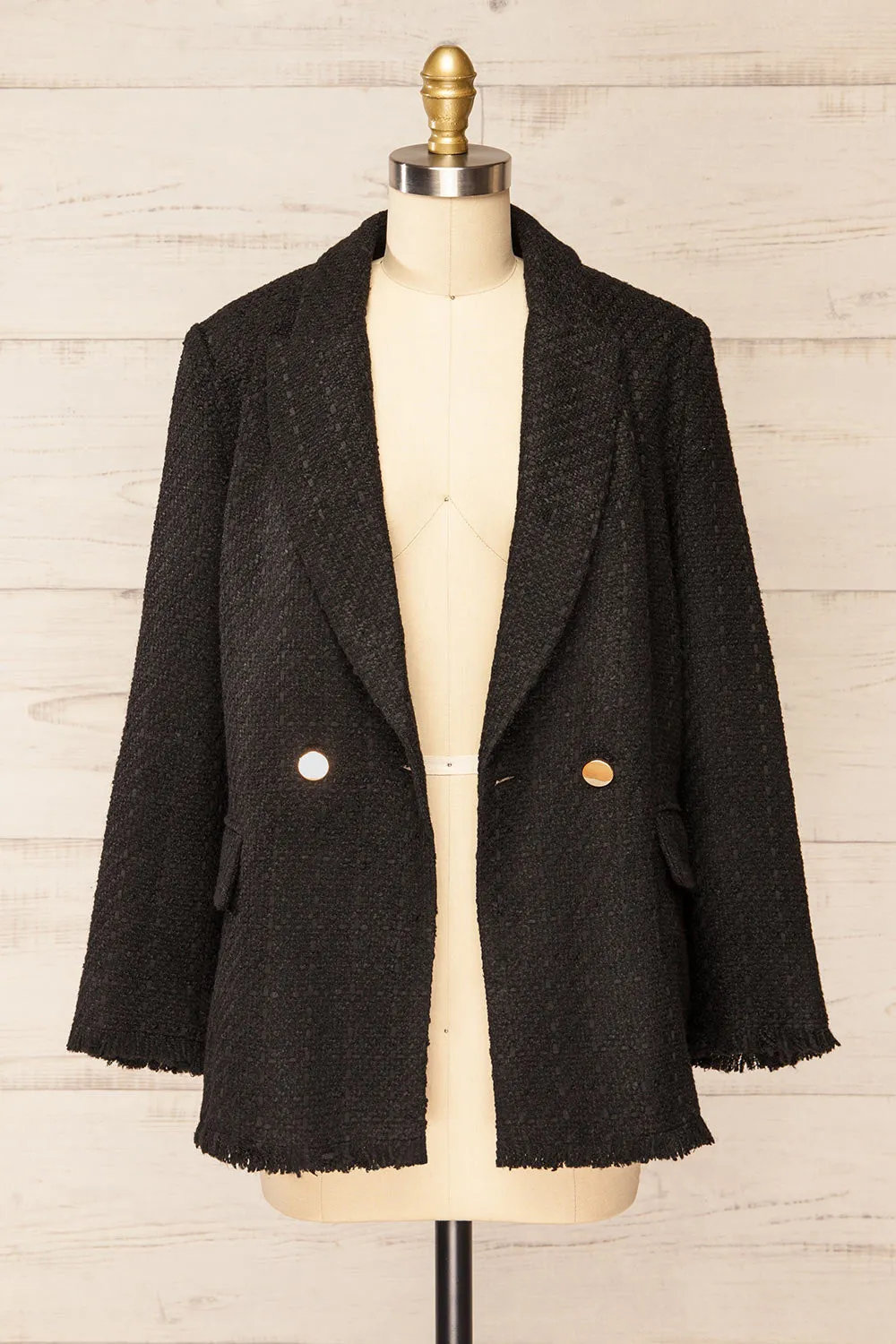 Viltrum Black | Tweed Blazer w/ Gold Buttons sold by Boutique 1861 product image thumbnail 4