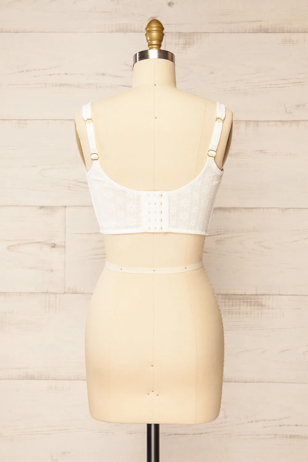 Kuroki White | Mesh Floral Corset Crop Top sold by Boutique 1861 product image thumbnail 5