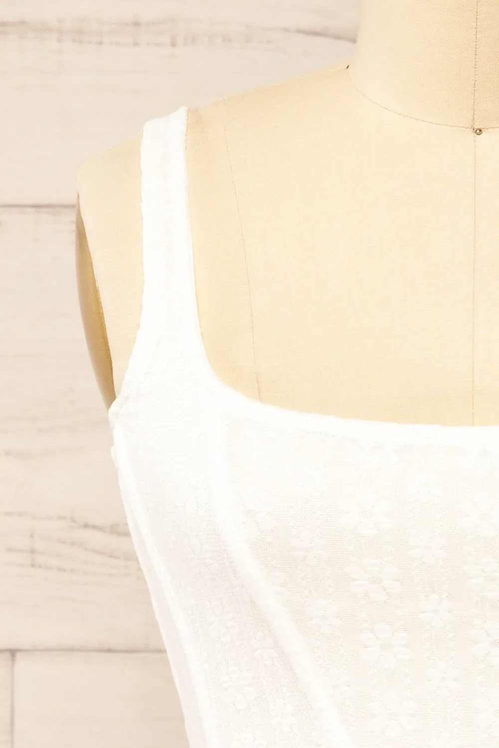 Kuroki White | Mesh Floral Corset Crop Top sold by Boutique 1861 product image thumbnail 2