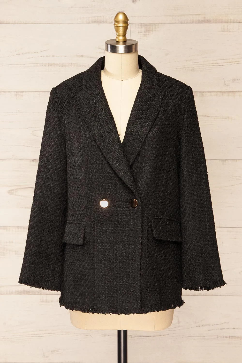 Viltrum Black | Tweed Blazer w/ Gold Buttons sold by Boutique 1861