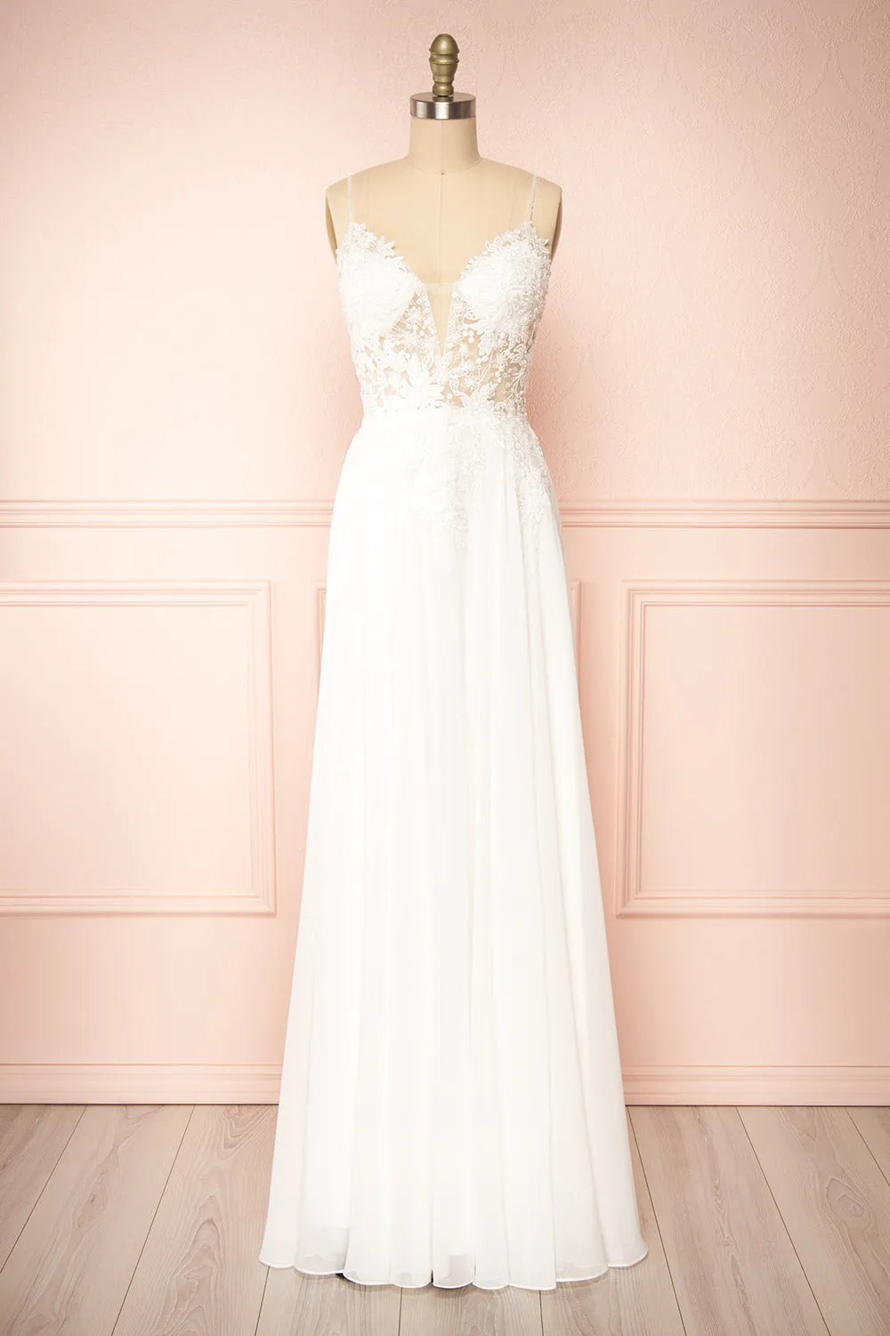 Arsinoe | White Plunging Neckline Bridal Gown sold by Boutique 1861
