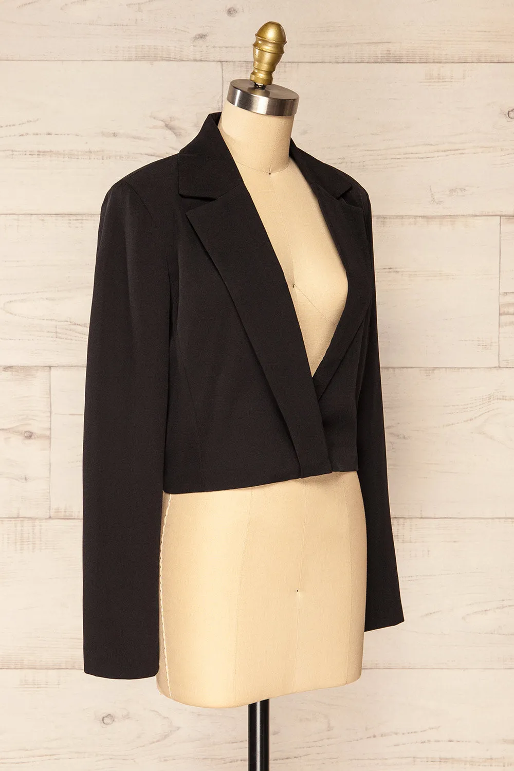 Alcorcon Black | Cropped Blazer w/ Notched Lapels sold by Boutique 1861 product image thumbnail 3