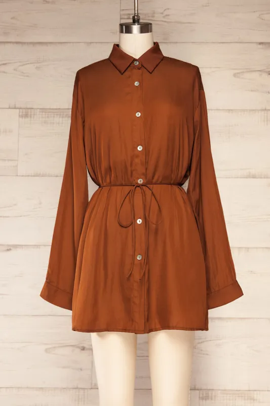 Haguenau Caramel | Shirt Dress Style Romper sold by Boutique 1861