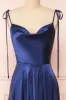 Moira Navy |  Cowl Neck Satin Maxi Dress w/ High Slit sold by Boutique 1861