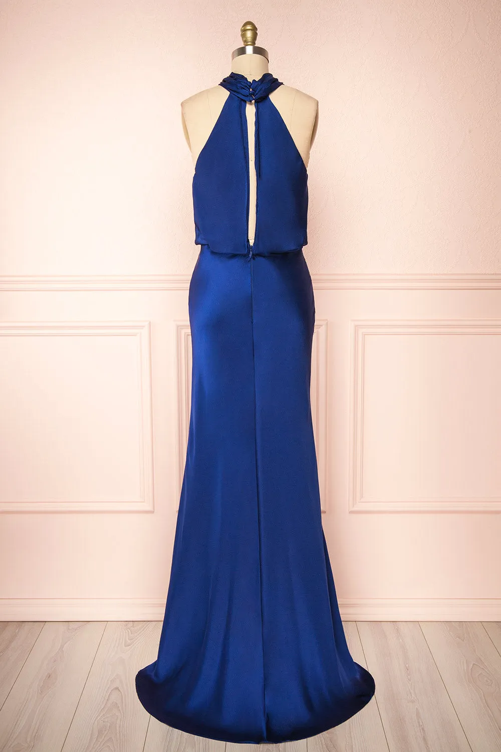 Jinny Navy | Satin Halter Maxi Dress sold by Boutique 1861 product image thumbnail 5
