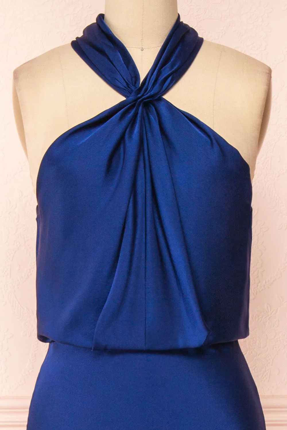 Jinny Navy | Satin Halter Maxi Dress sold by Boutique 1861 product image thumbnail 2