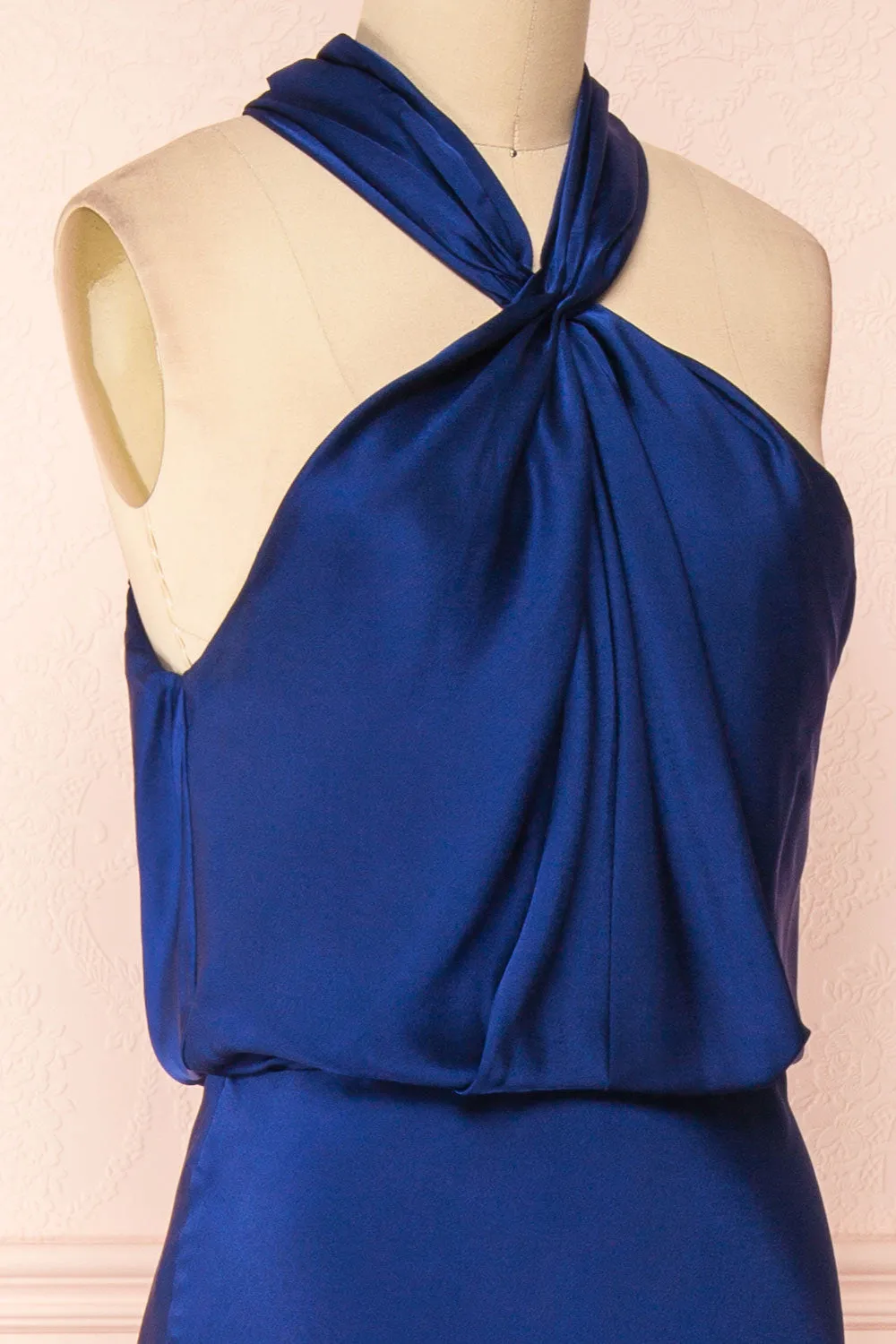 Jinny Navy | Satin Halter Maxi Dress sold by Boutique 1861 product image thumbnail 4