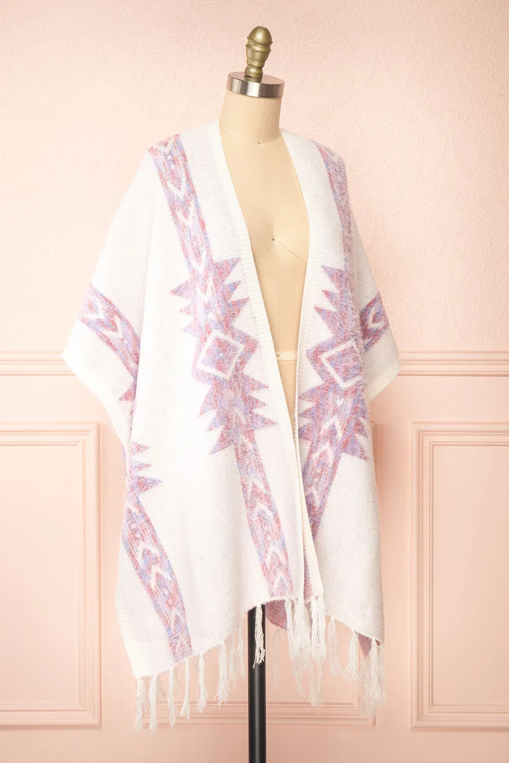 Arwen | White Poncho w/ Pastel Print sold by Boutique 1861 product image thumbnail 3