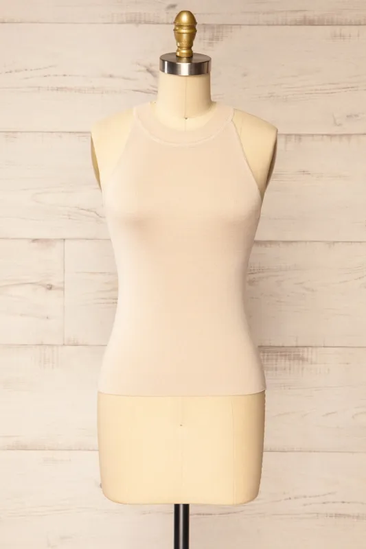 Altrincham Beige | Halter Neck Knit Top sold by Boutique 1861