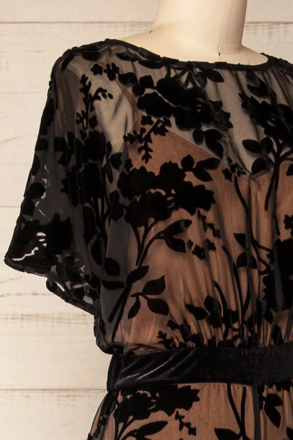 Charleroi | Beige Jumpsuit w/ Black Floral Overlay sold by Boutique 1861 product image thumbnail 4