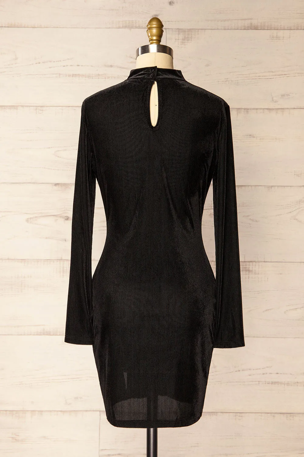 Olmeto | Black Velvet Dress w/ High Collar sold by Boutique 1861 product image thumbnail 5
