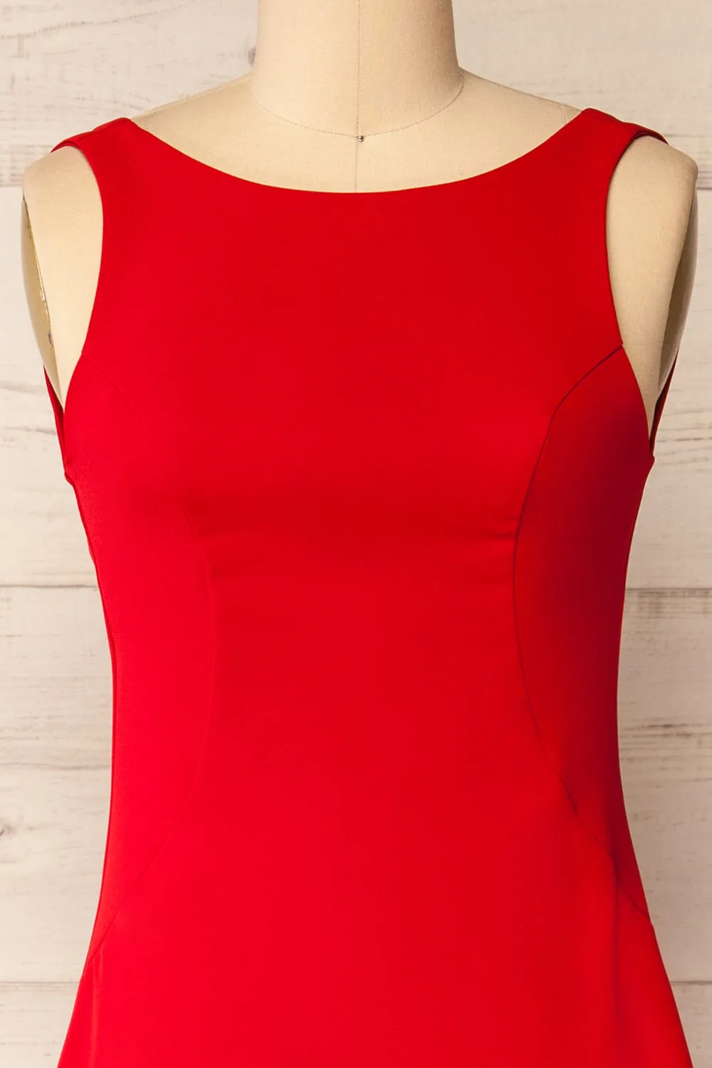 Kovna Red | Fitted Midi Dress w/ Open Back sold by Boutique 1861 product image thumbnail 3