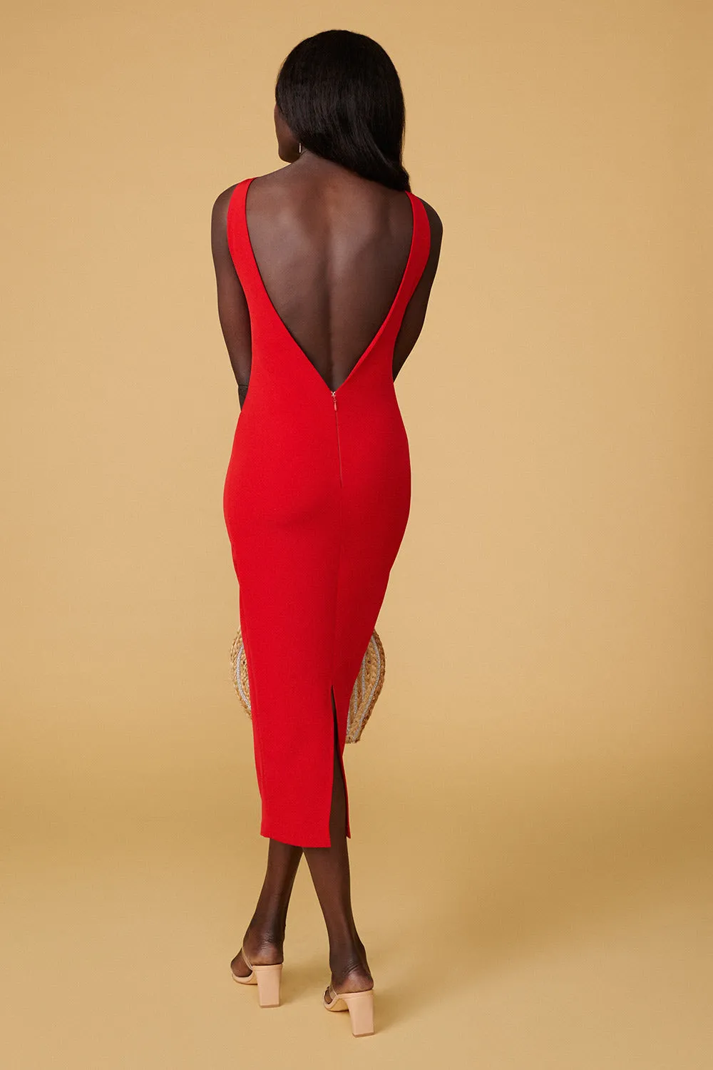 Kovna Red | Fitted Midi Dress w/ Open Back sold by Boutique 1861 product image thumbnail 2