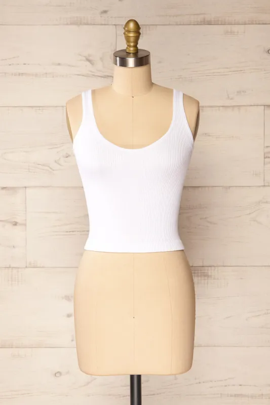 Glakail White | Cropped Ribbed Cami sold by Boutique 1861