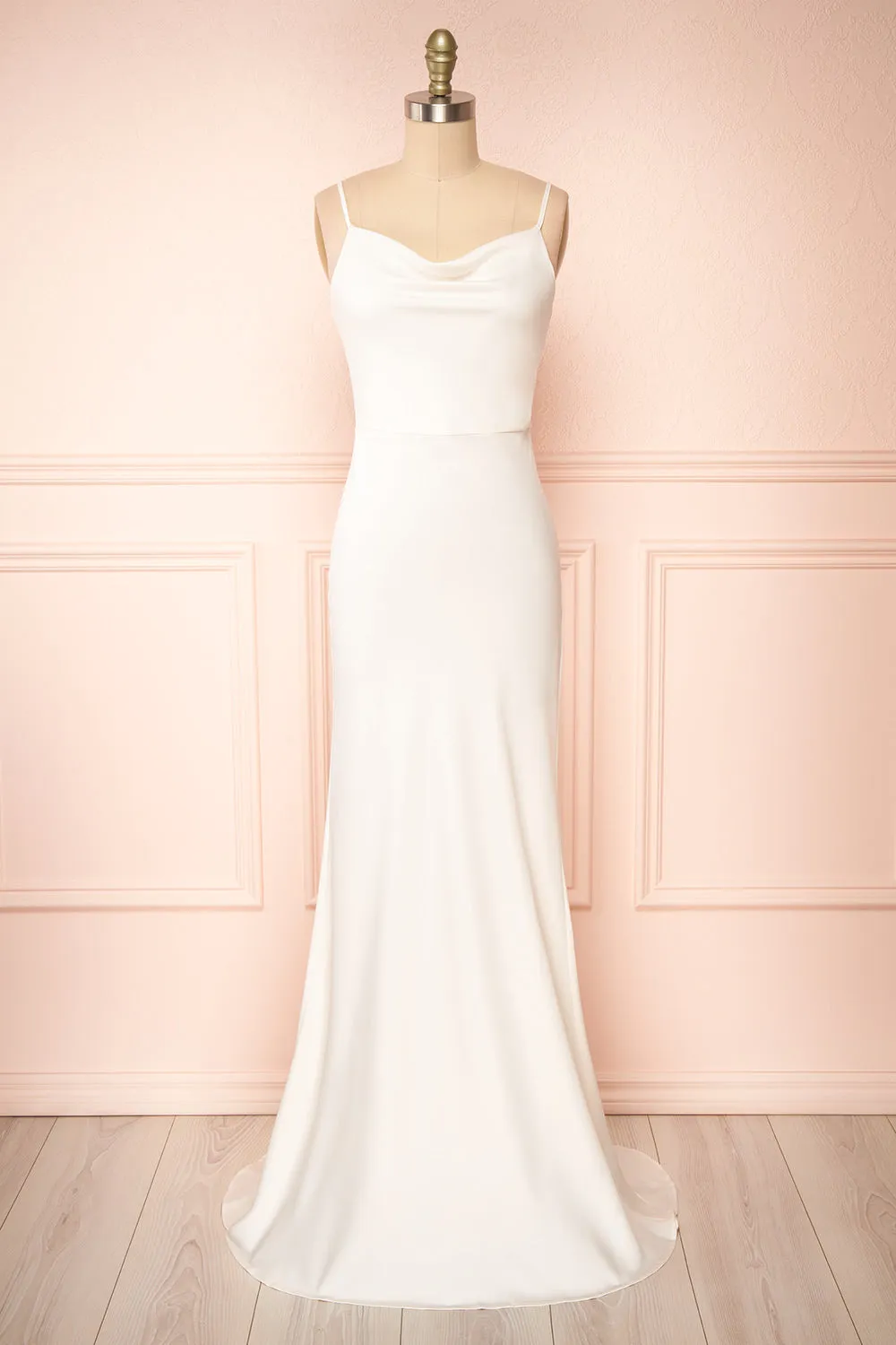 Florence | Ivory Bridal Satin Maxi Dress sold by Boutique 1861