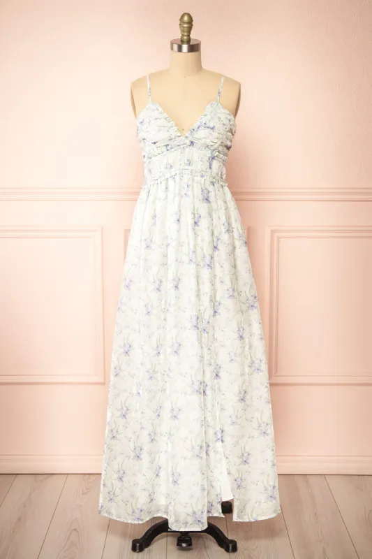 Diurnia | Shimmery Maxi Floral Dress w/ V-Neckline sold by Boutique 1861