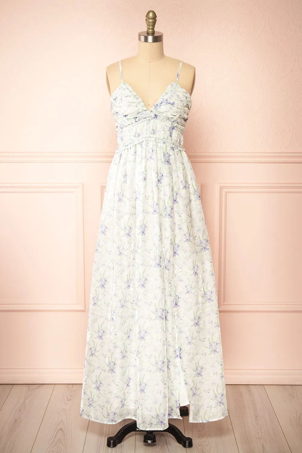 Diurnia | Shimmery Maxi Floral Dress w/ V-Neckline sold by Boutique 1861