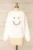 Happie | White Knit Crewneck w/ Smiley Face sold by Boutique 1861