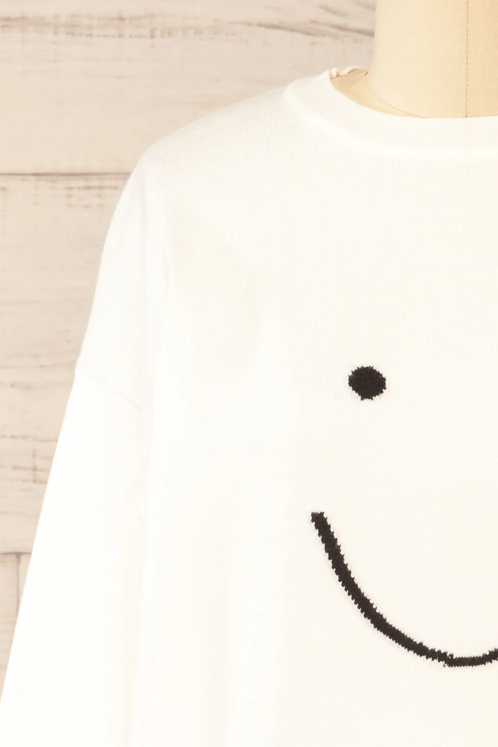 Happie | White Knit Crewneck w/ Smiley Face sold by Boutique 1861 product image thumbnail 2
