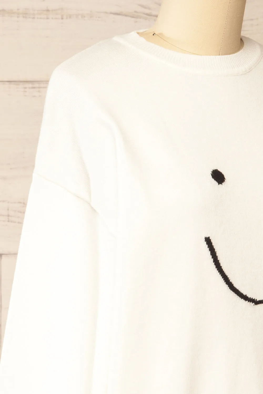 Happie | White Knit Crewneck w/ Smiley Face sold by Boutique 1861 product image thumbnail 4