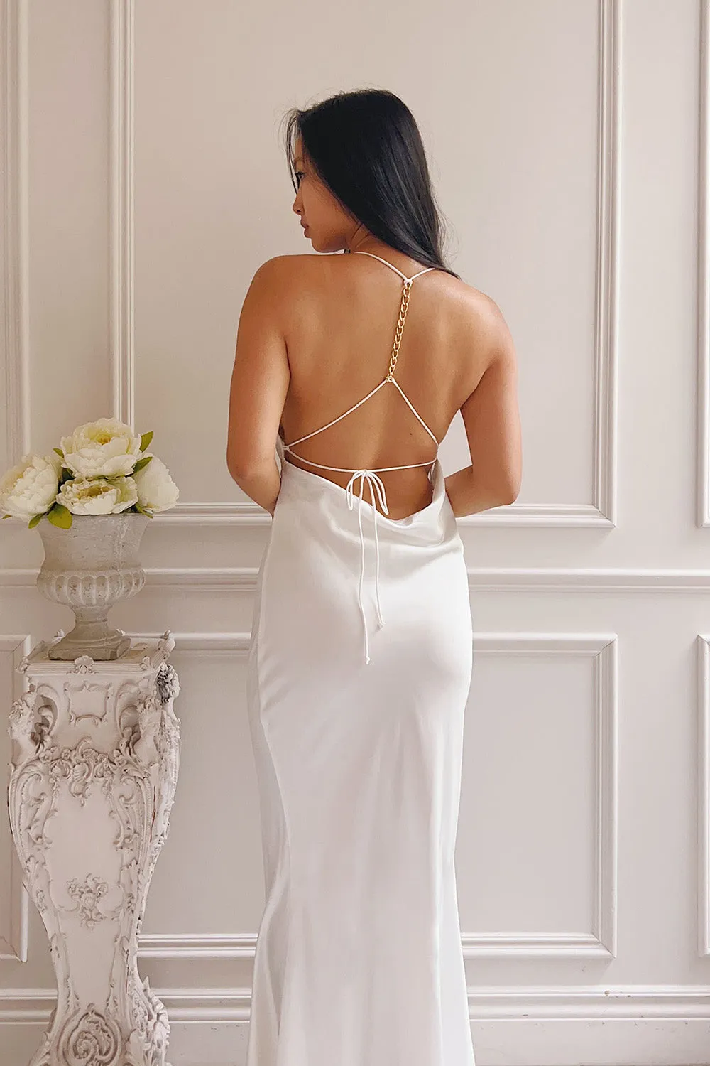 Areane | Cowl Neck Satin Maxi Dress w/ Chain sold by Boutique 1861 product image thumbnail 2